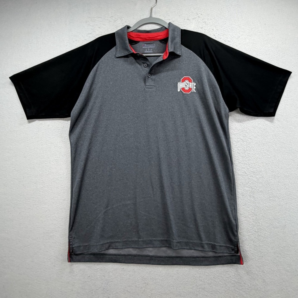 Ohio State Buckeyes Polo Shirt Mens Large L Gray Black Golf Performance Champion